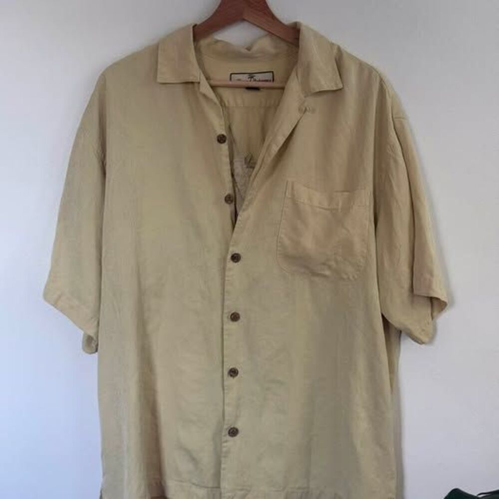 Tommy Bahama Hawaiian Silk Karma Cabaret Embroidered Silk Shirt - Medium